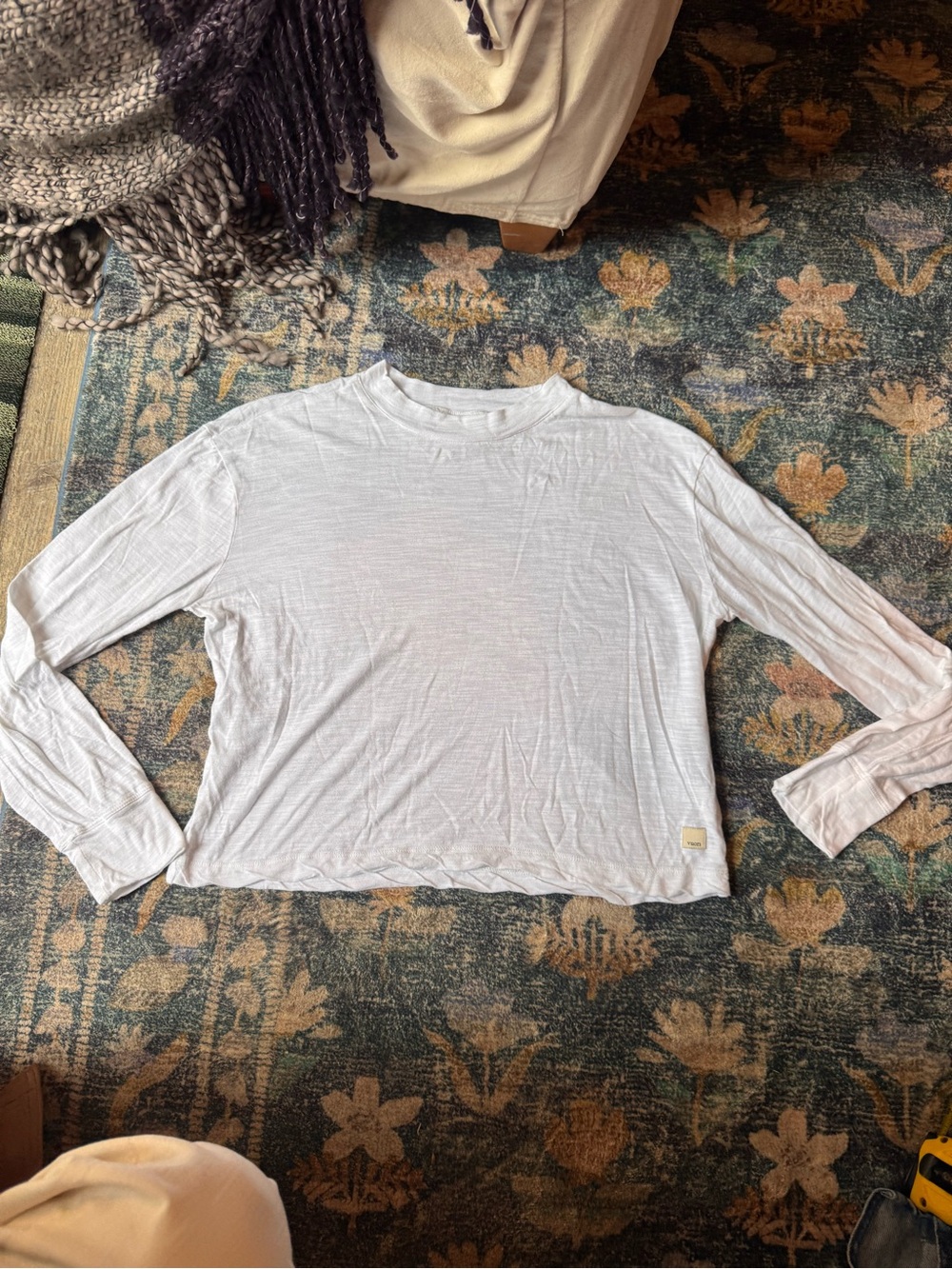 Vuori Pima Cotton White Long Sleeve Crew Tee